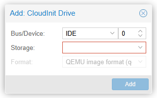 Fenêtre Add CloudInit Drive