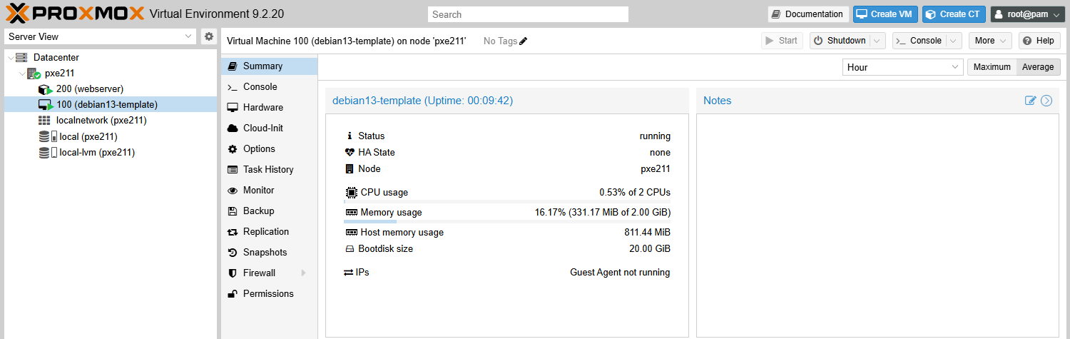 Summary de la VM 100 sans agent