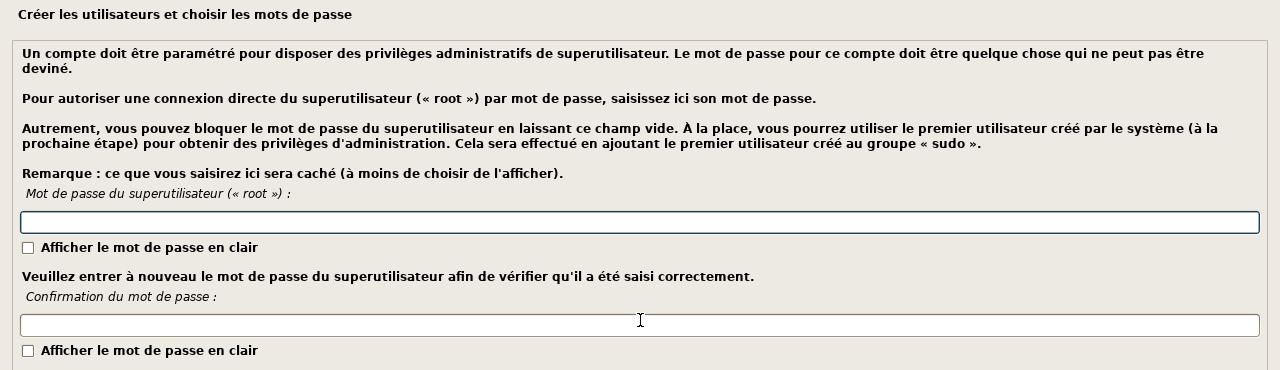 Installateur : le mot de passe root laissé vide