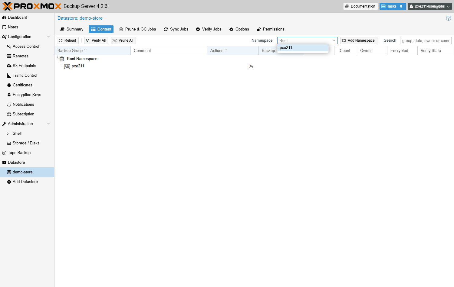 Le choix de namespace du compte restreint